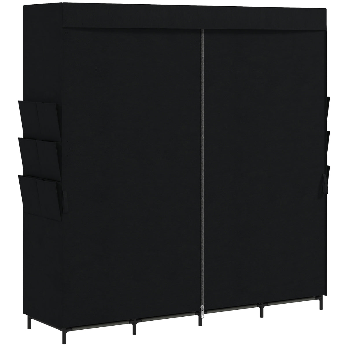 HOMCOM Stoff-Kleiderschrank, staubdicht, tragbar, 5 Kleiderstangen, 170 x 45 x 167 cm, Schwarz