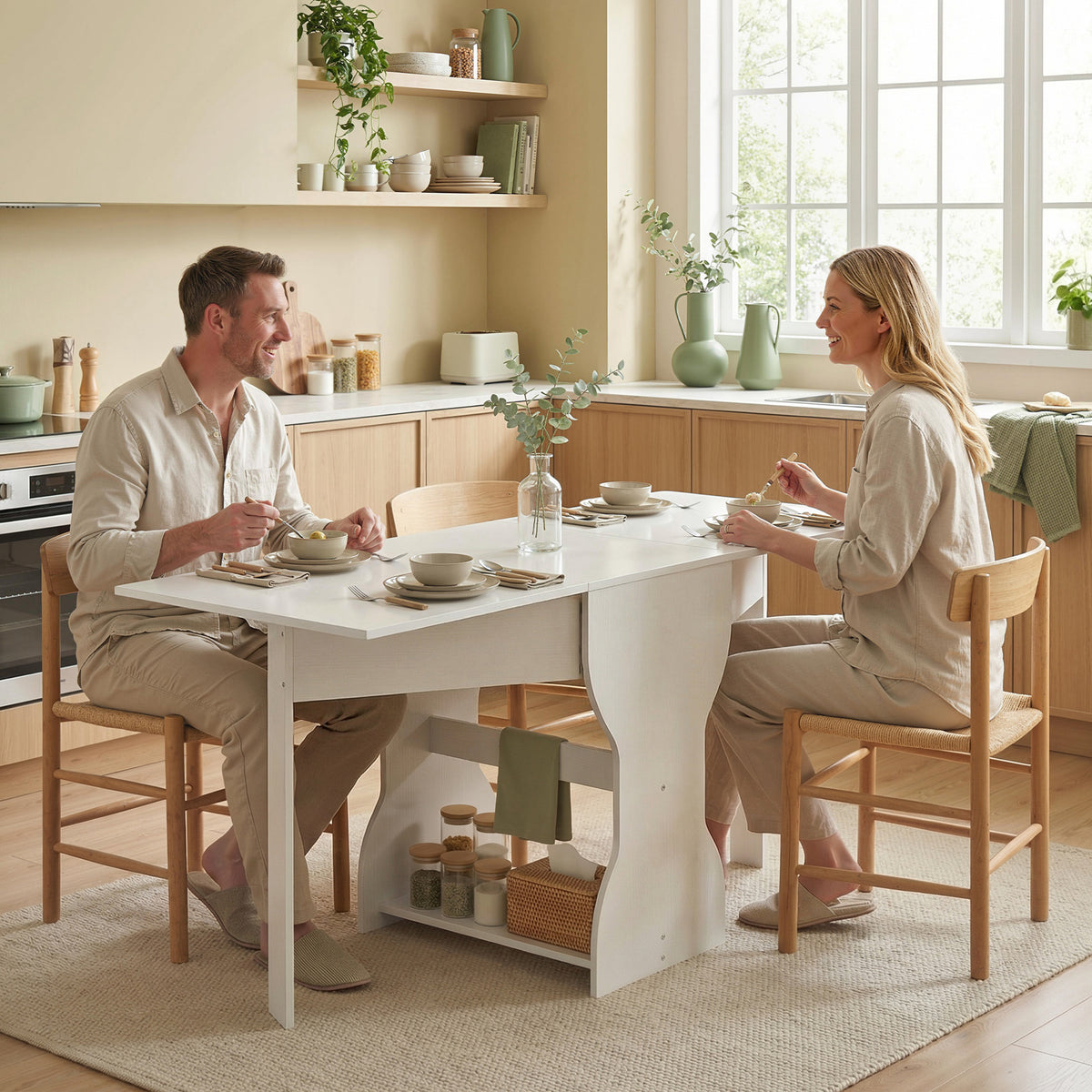 HOMCOM Esstisch Klappbar Küchentisch mit Stauraum für 2-4 Personen Klapptisch für Kleine Räume Esszimmer – Produktabbildung 2