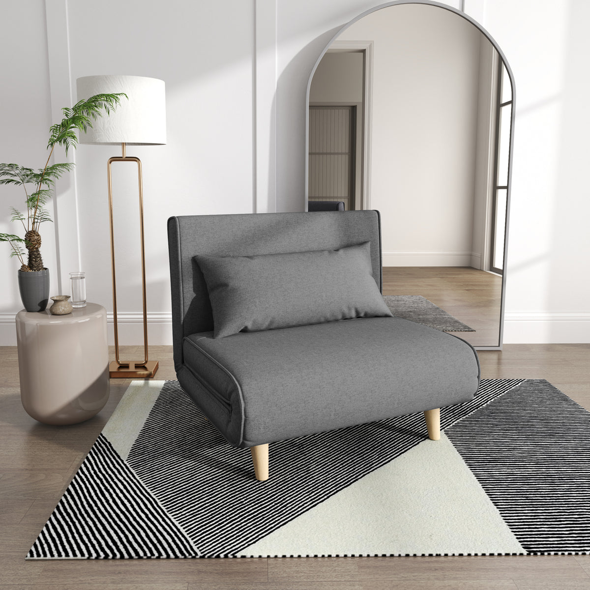 Einzelsofa Schlafsofa Sofabett Klappsofa verstellbar Rückenlehne Liege nordisch skandinavisch 25D – Produktabbildung 2