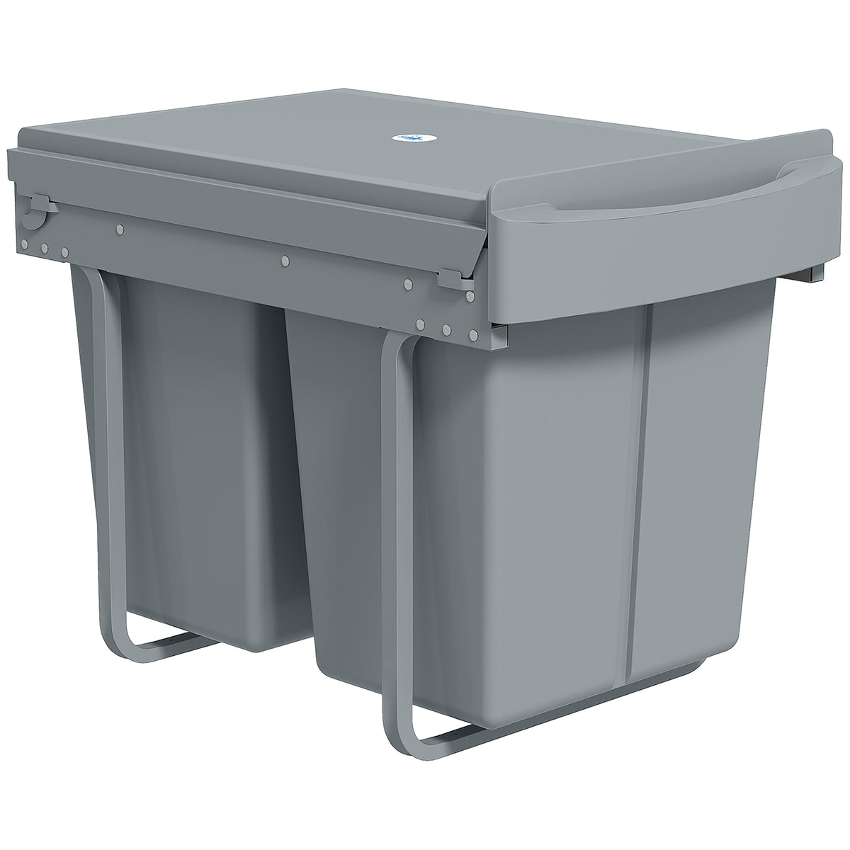 HOMCOM Ausziehbarer Mülleimer, 2 x 20 L, entnehmbare Behälter, Kunststoff, Metall, Grau