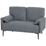 HOMCOM 2-Sitzer-Sofa, dicke Kissen, samtiger Bezug, Polstersofa, Schwarz – Produktabbildung 7