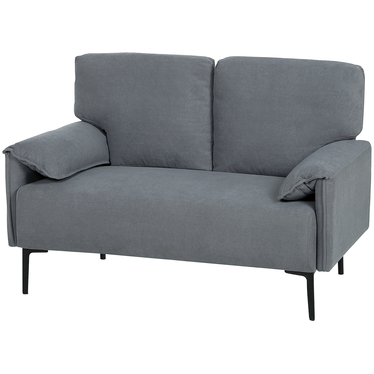 HOMCOM 2-Sitzer-Sofa, dicke Kissen, samtiger Bezug, Polstersofa, Schwarz – Produktabbildung 7