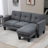 HOMCOM Ecksofa in L-Form, beidseitig anbringbare Chaiselongue, Polstersofa, Dunkelgrau – Produktabbildung 7