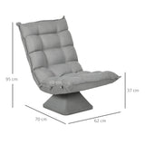 HOMCOM Relaxsessel Lesesessel, drehbar, Samtoptik, 62 cm x 70 cm x 95 cm, Hellgrau – Produktabbildung 3
