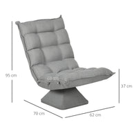 HOMCOM Relaxsessel Lesesessel, drehbar, Samtoptik, 62 cm x 70 cm x 95 cm, Hellgrau – Produktabbildung 3