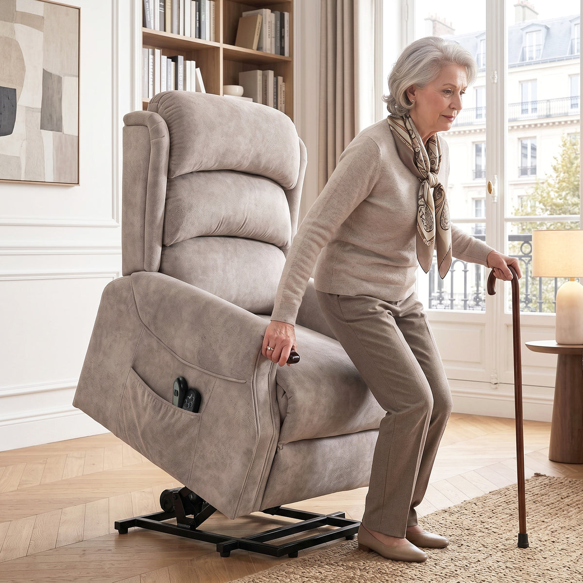 HOMCOM Fernsehsessel mit Aufstehhilfe Elektrisch Relaxsessel mit Vibrationsmassage, Wärme und – Produktabbildung 2