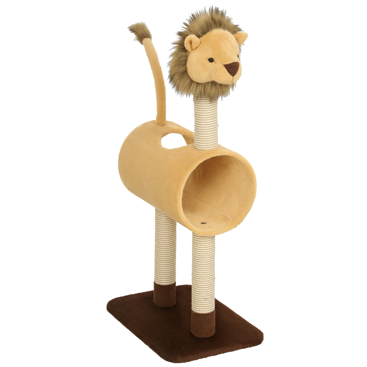 Cat tree 104 cm cat tree with lion design, scratching post, tunnel, hanging tail, for cats up to 7 kg, light