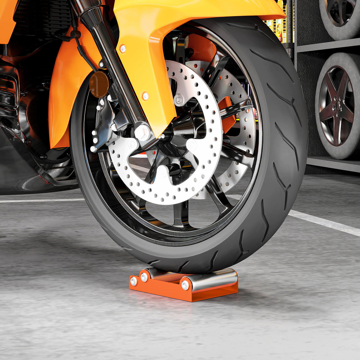 HOMCOM Motorrad Reinigungsständer Rollenständer Rad Drehhilfe Fahrrad <485 lb & Reifenbreite <180 mm – Produktabbildung 2