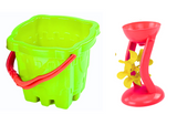 Sand toy set, bucket, castle, mill, 9-piece (2)