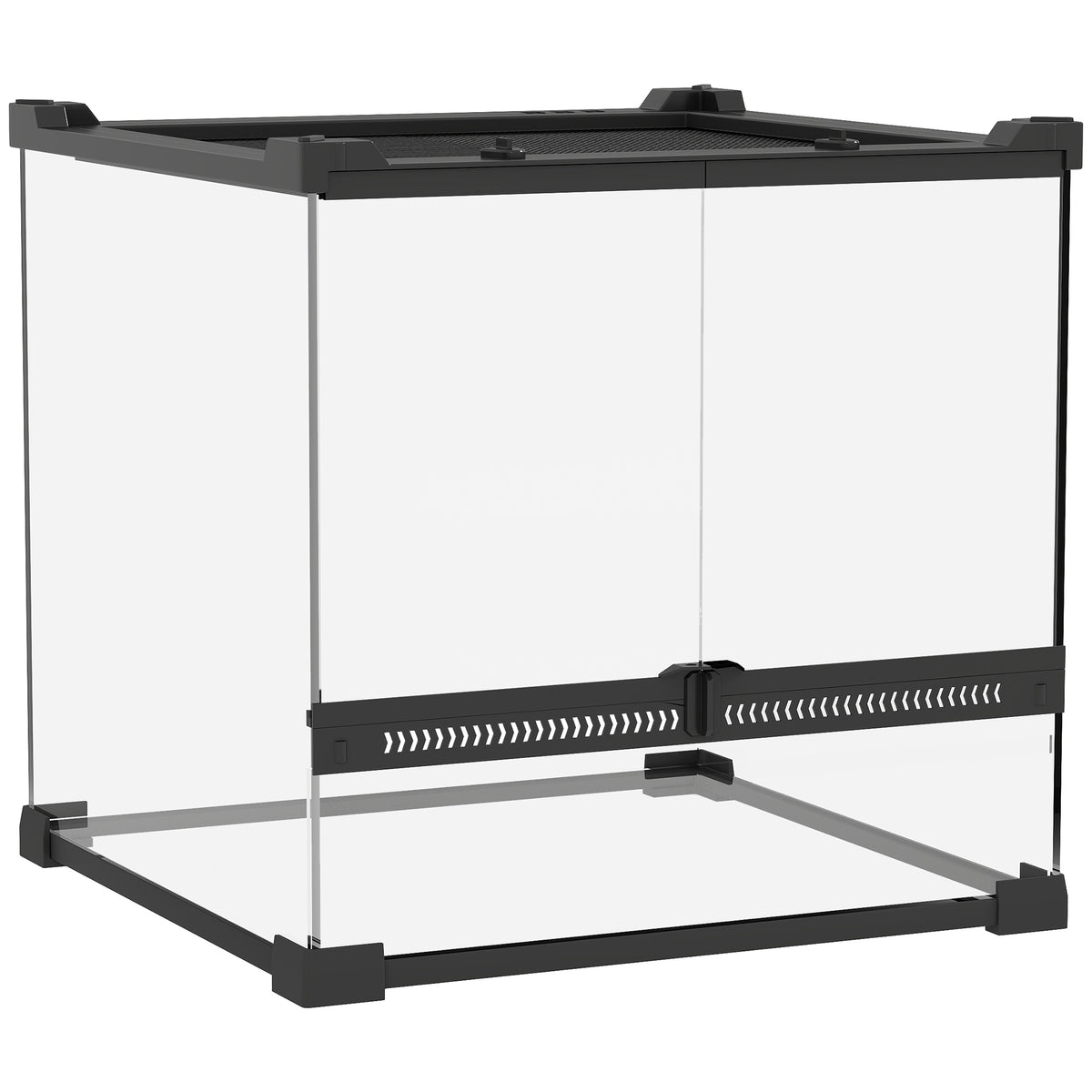 PawHut Glas-Terrarium für Reptilien, erhöhter & wasserdichter Boden, Knopfschloss