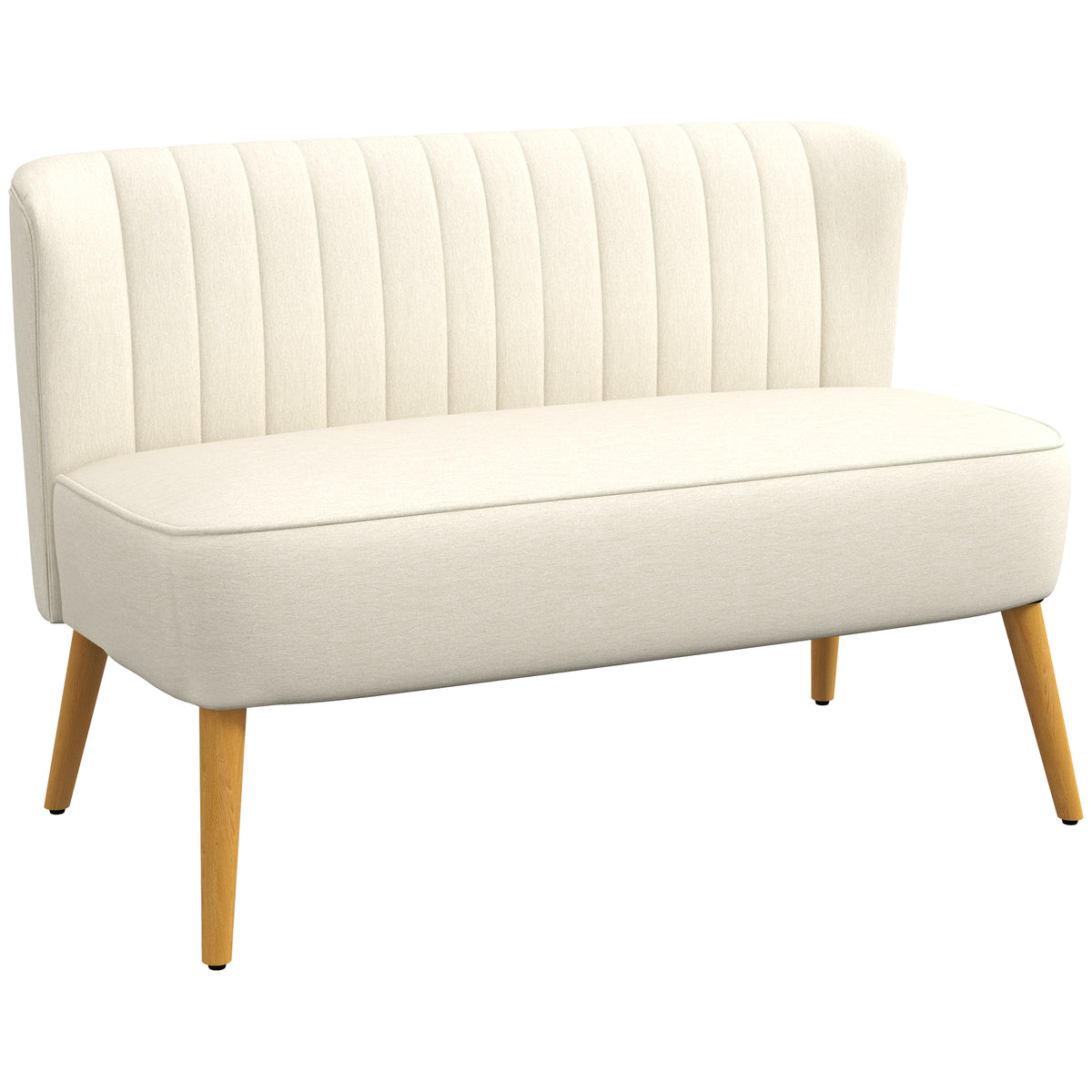 HOMCOM 2-Sitzer Sofa, weiche Polsterung, pflegeleichter Bezug, bis 220 kg, 117 x 56,5 x 77 cm, Cremeweiß