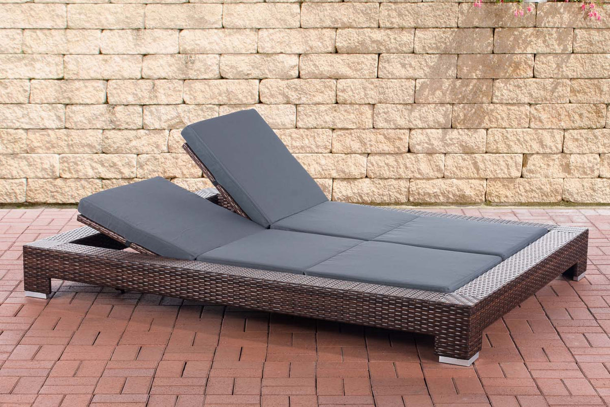 CLP Sonnenliege Sunshine Flachrattan Eisengrau
