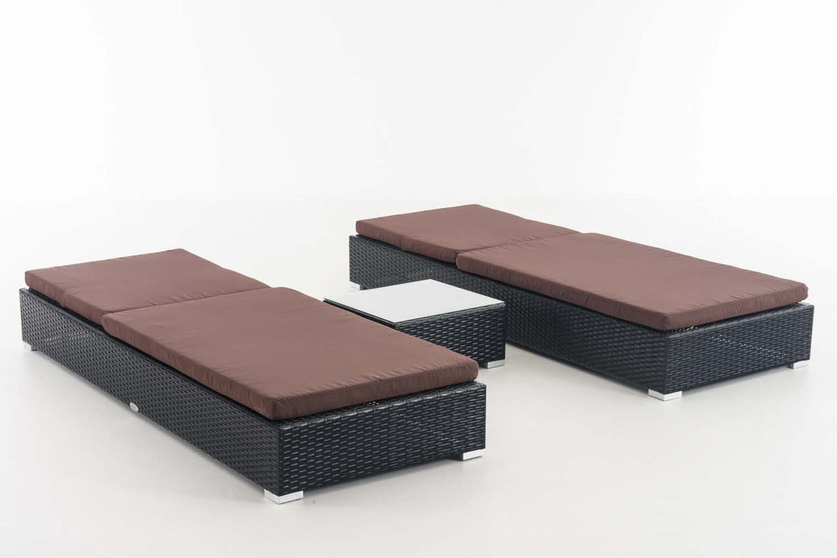 CLP 2x Sonnenliege Nadi mit Tisch terrabraun – Produktabbildung 2