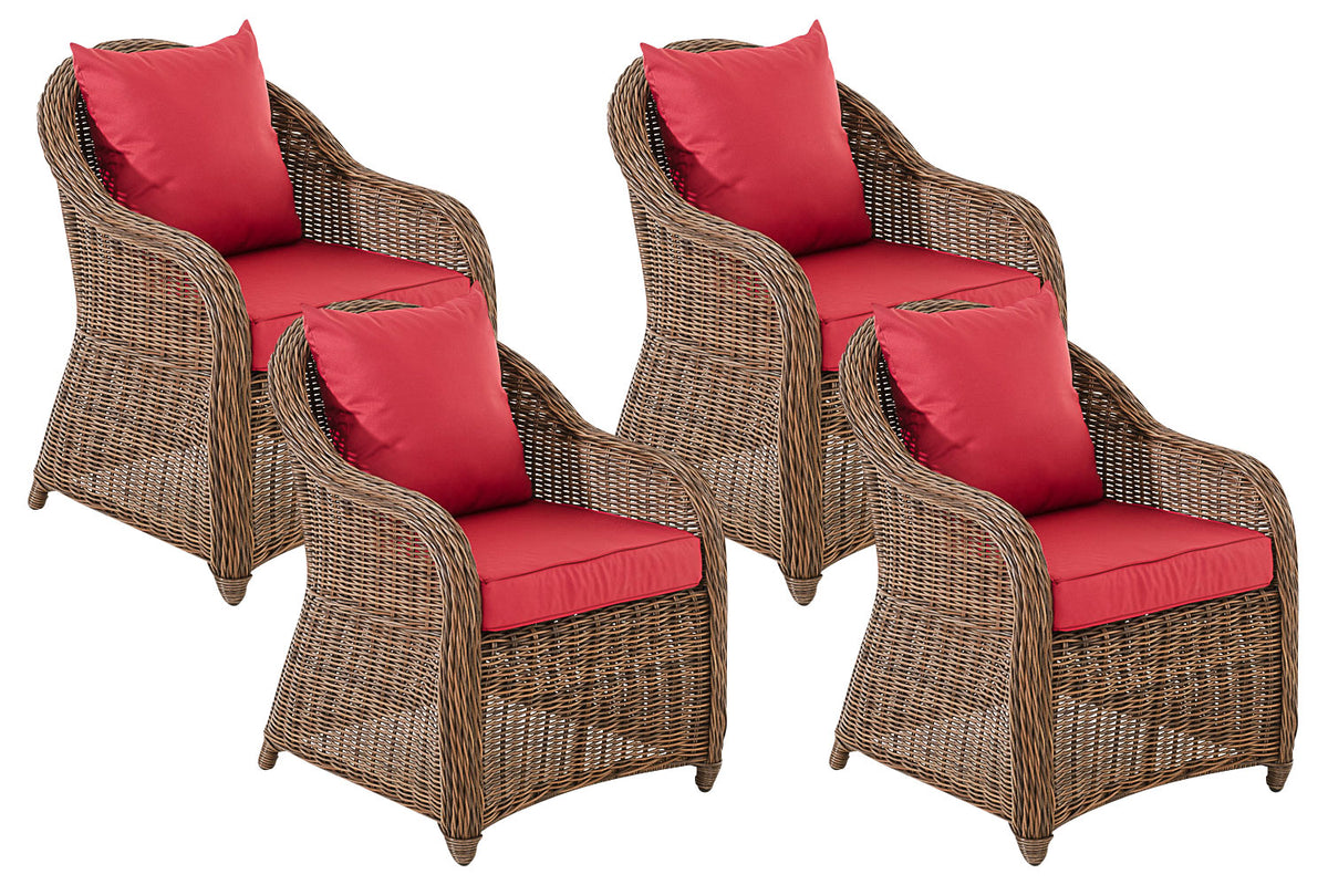 CLP 4er Set Sessel Stavanger / Farsund Rubinrot