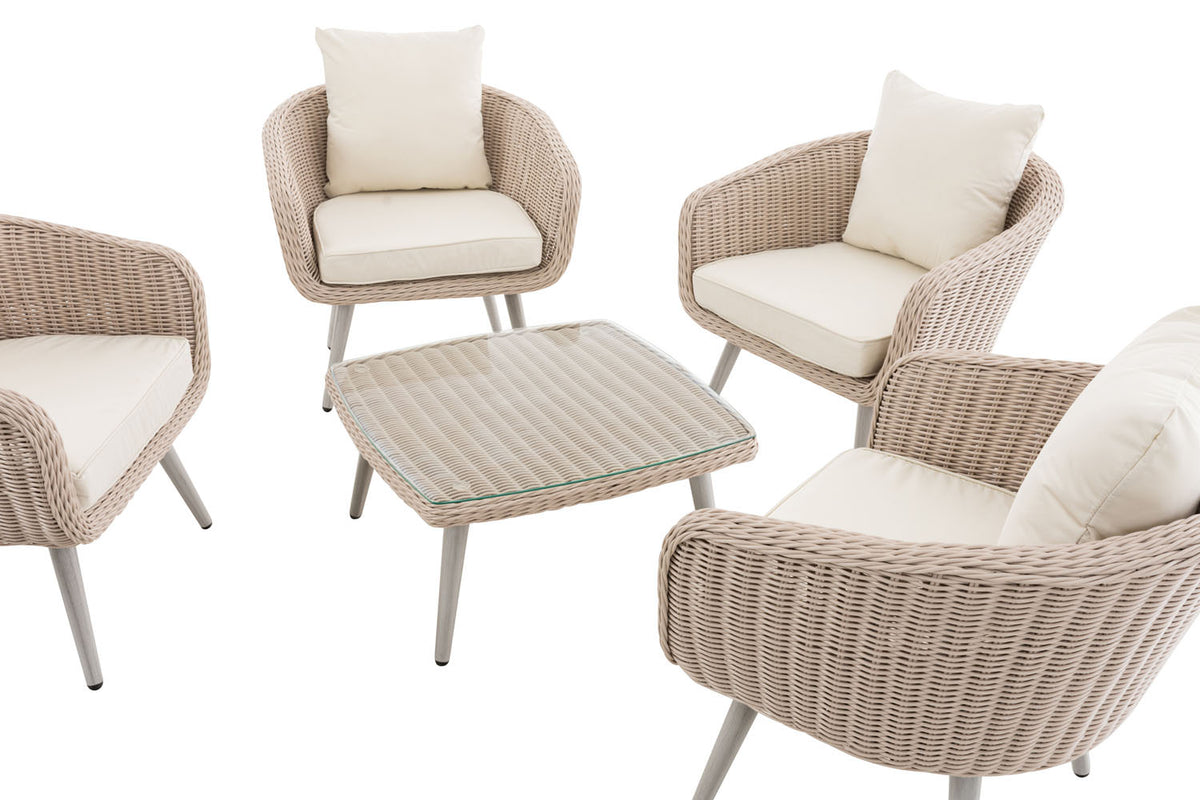 CLP Lounge-Set Ameland Rundrattan cremeweiß 40 cm (Hellgrau) – Produktabbildung 3