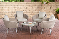 CLP Lounge-Set Ameland Rundrattan cremeweiß 45 cm (Hellgrau)