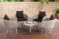 CLP Lounge-Set Ameland Rundrattan terrabraun 40 cm (Hellgrau)