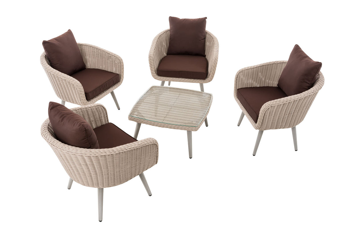 CLP Lounge-Set Ameland Rundrattan terrabraun 40 cm (Hellgrau) – Produktabbildung 2