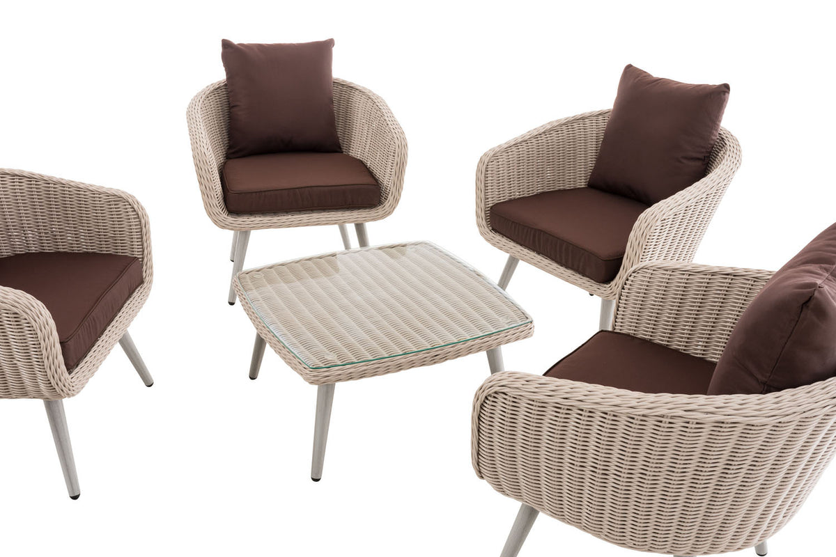 CLP Lounge-Set Ameland Rundrattan terrabraun 40 cm (Hellgrau) – Produktabbildung 3