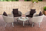 CLP Lounge-Set Ameland Rundrattan terrabraun 45 cm (Hellgrau)
