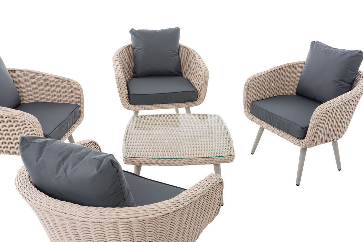 CLP Lounge-Set Ameland Rundrattan eisengrau 45 cm (Hellgrau) – Produktabbildung 4