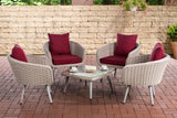 CLP Lounge-Set Ameland Rundrattan rubinrot 40 cm (Hellgrau)