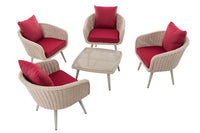 CLP Lounge-Set Ameland Rundrattan rubinrot 45 cm (Hellgrau) – Produktabbildung 2