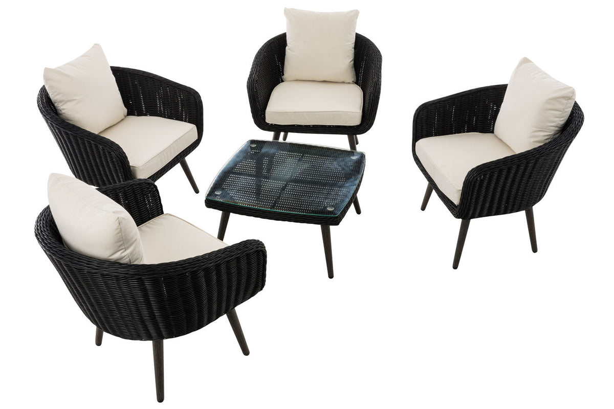 CLP Lounge-Set Ameland Rundrattan cremeweiß 45 cm (Dunkelgrau) – Produktabbildung 2