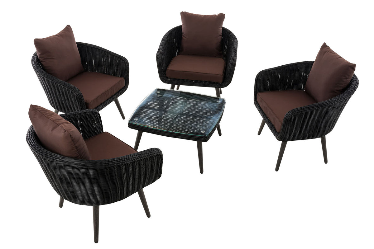 CLP Lounge-Set Ameland Rundrattan terrabraun 45 cm (Dunkelgrau) – Produktabbildung 2