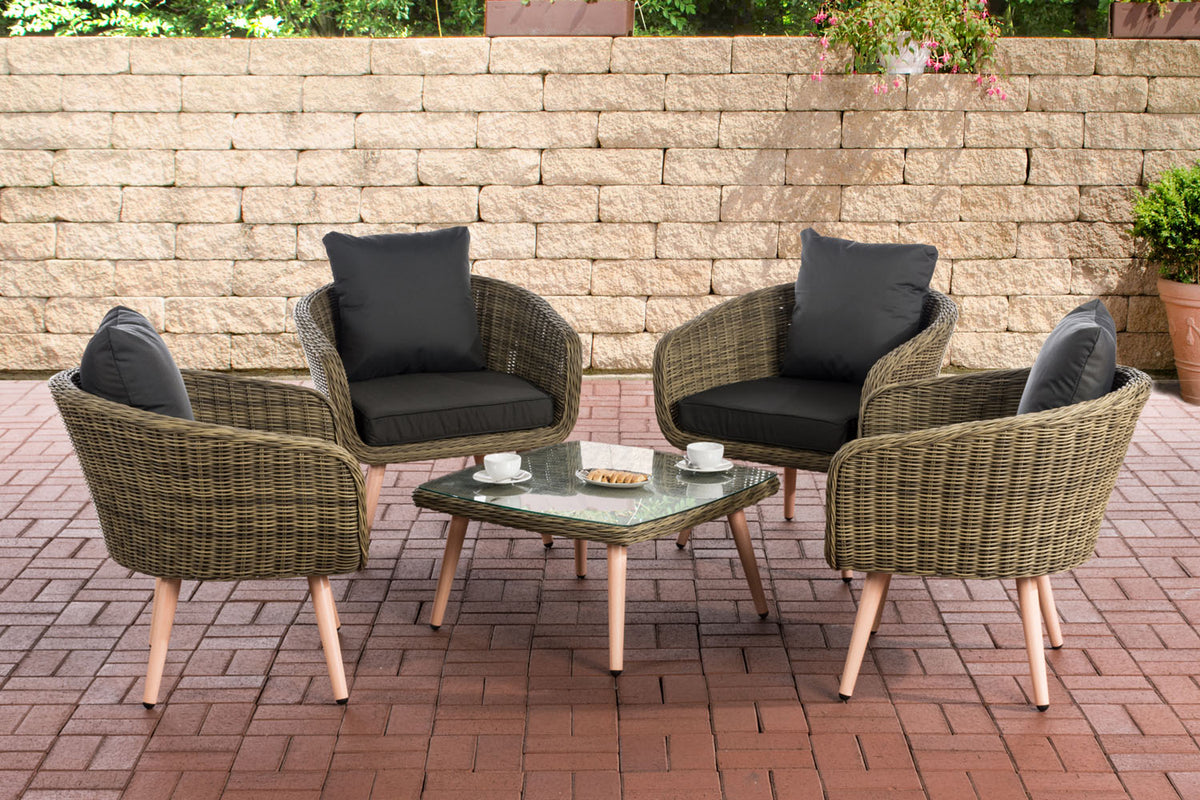 CLP Lounge-Set Ameland Rundrattan anthrazit 40 cm (Hellbraun)
