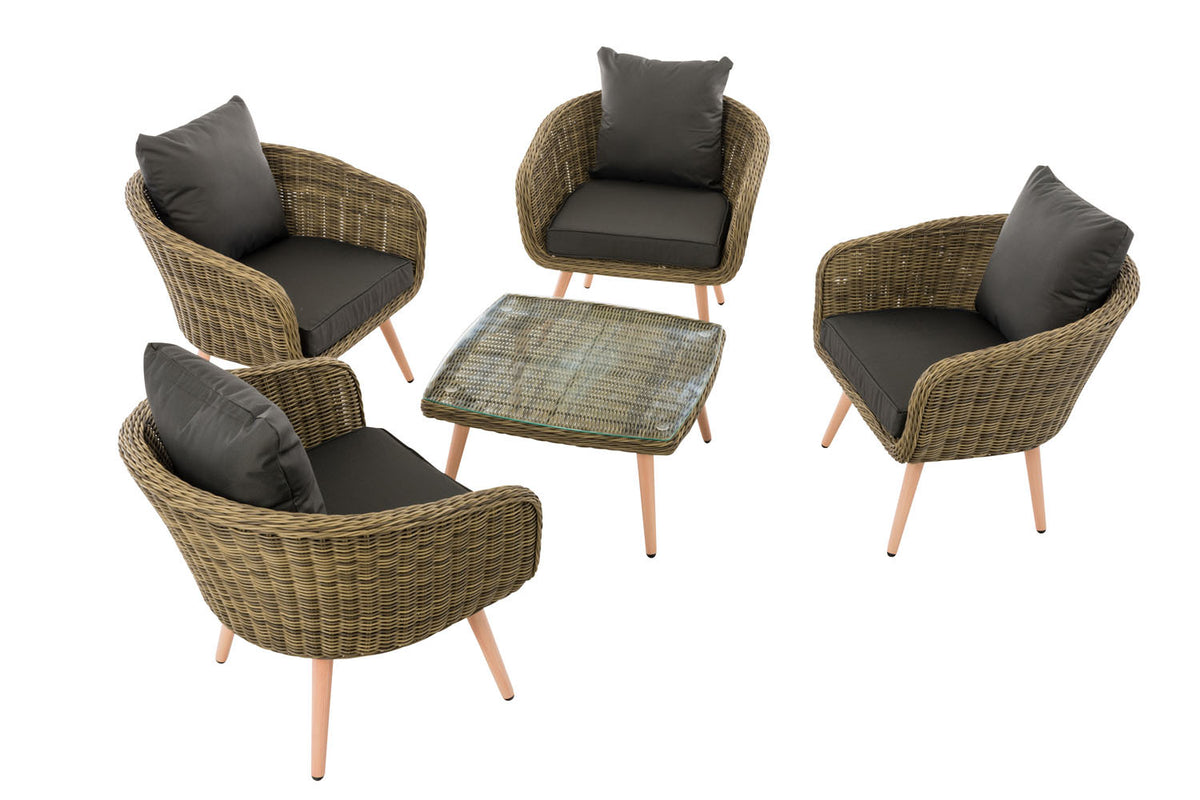 CLP Lounge-Set Ameland Rundrattan anthrazit 45 cm (Hellbraun) – Produktabbildung 2