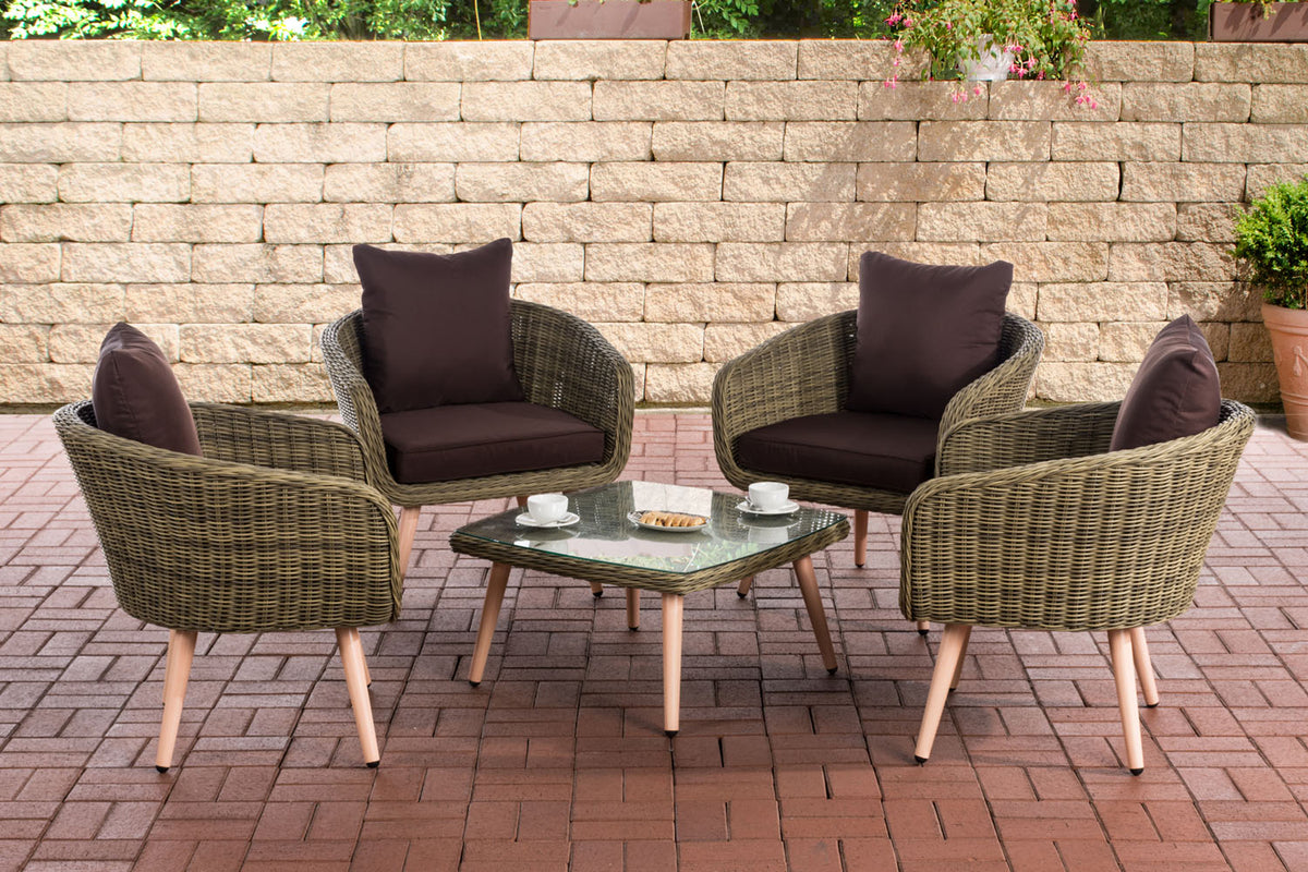 CLP Lounge-Set Ameland Rundrattan terrabraun 40 cm (Hellbraun)