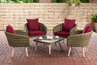 CLP Lounge-Set Ameland Rundrattan rubinrot 45 cm (Hellbraun)