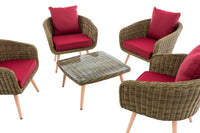 CLP Lounge-Set Ameland Rundrattan rubinrot 45 cm (Hellbraun) – Produktabbildung 3