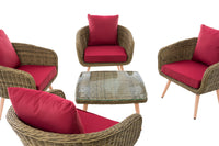 CLP Lounge-Set Ameland Rundrattan rubinrot 45 cm (Hellbraun) – Produktabbildung 4