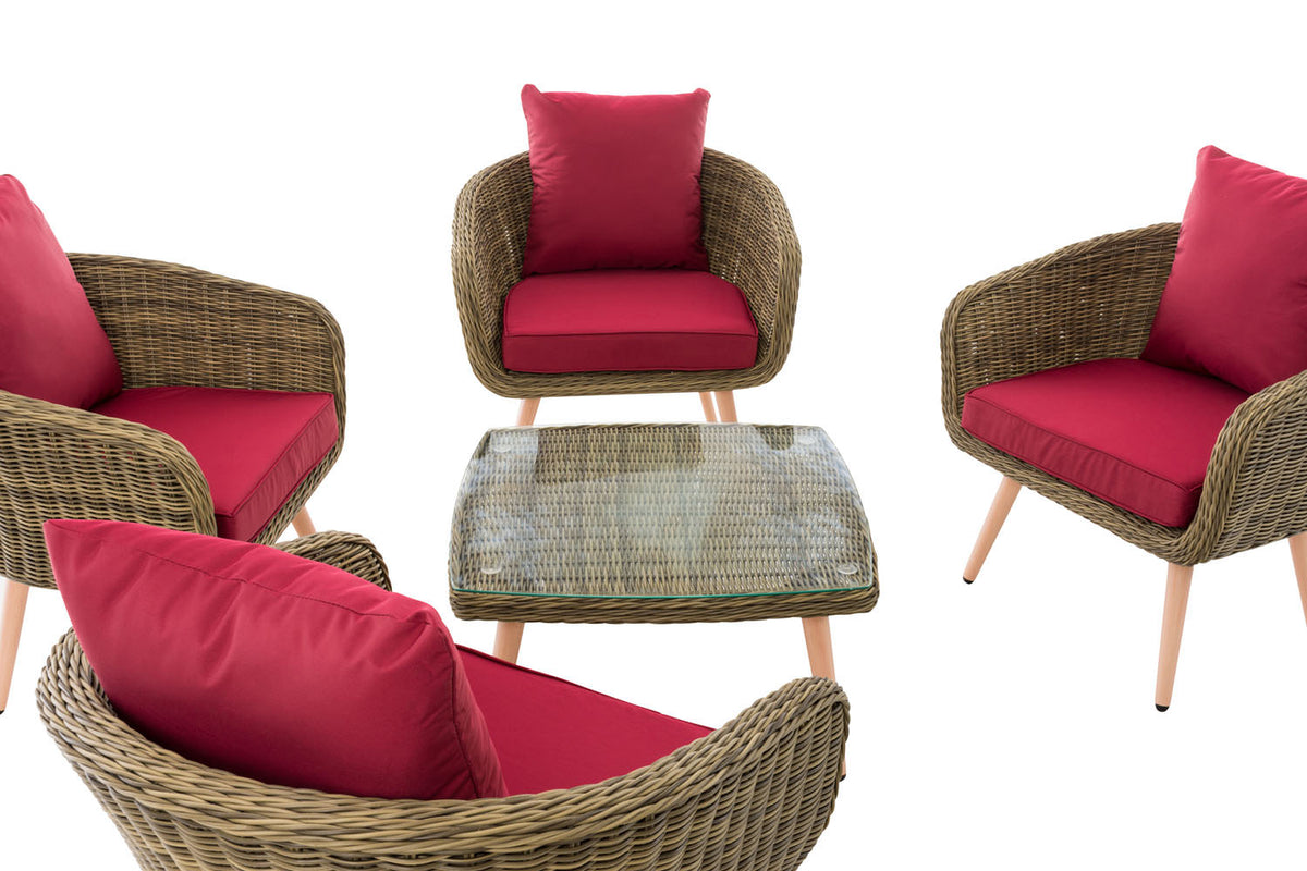CLP Lounge-Set Ameland Rundrattan rubinrot 45 cm (Hellbraun) – Produktabbildung 4