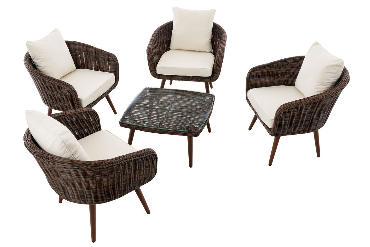 CLP Lounge-Set Ameland Rundrattan cremeweiß 40 cm (Dunkelbraun) – Produktabbildung 2