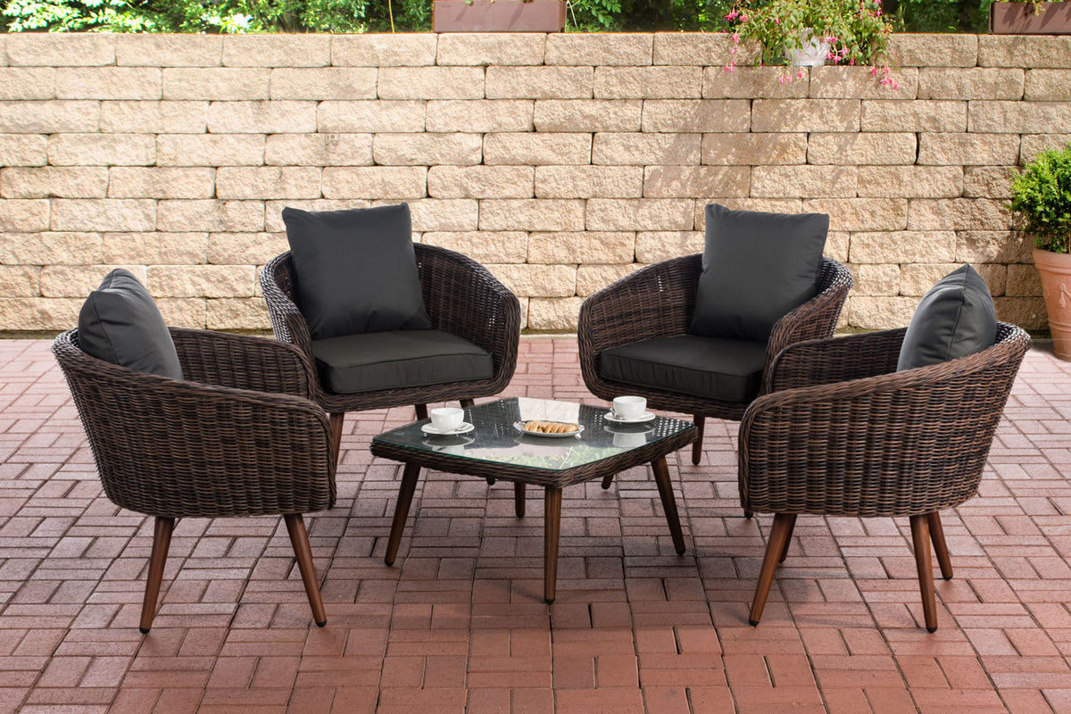 CLP Lounge-Set Ameland Rundrattan anthrazit 45 cm (Dunkelbraun)