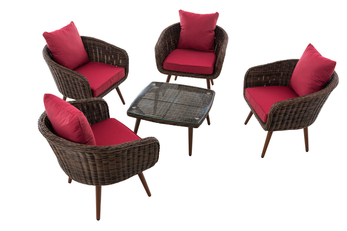 CLP Lounge-Set Ameland Rundrattan rubinrot 45 cm (Dunkelbraun) – Produktabbildung 2