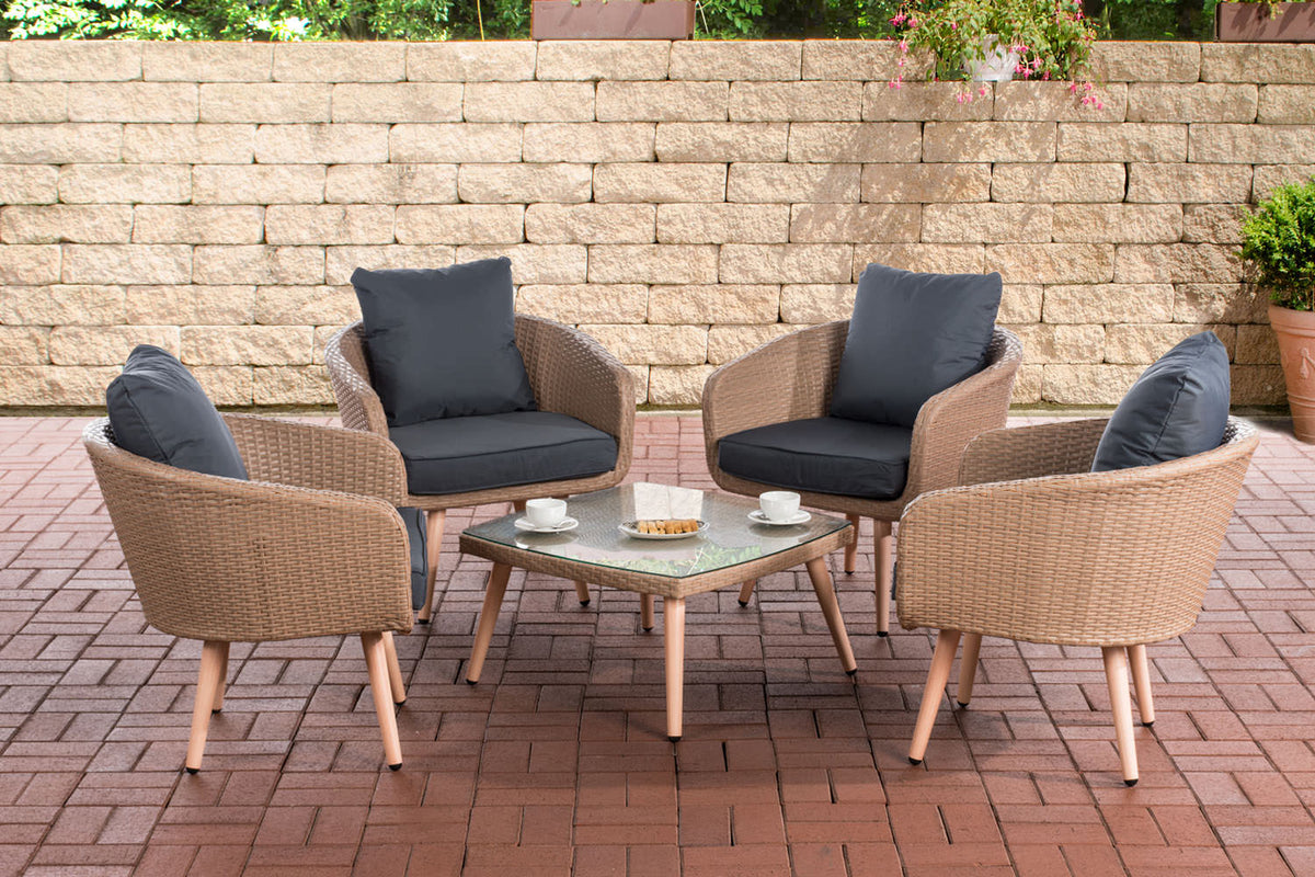 CLP Lounge-Set Ameland Flachrattan eisengrau 40 cm (Hellbraun)