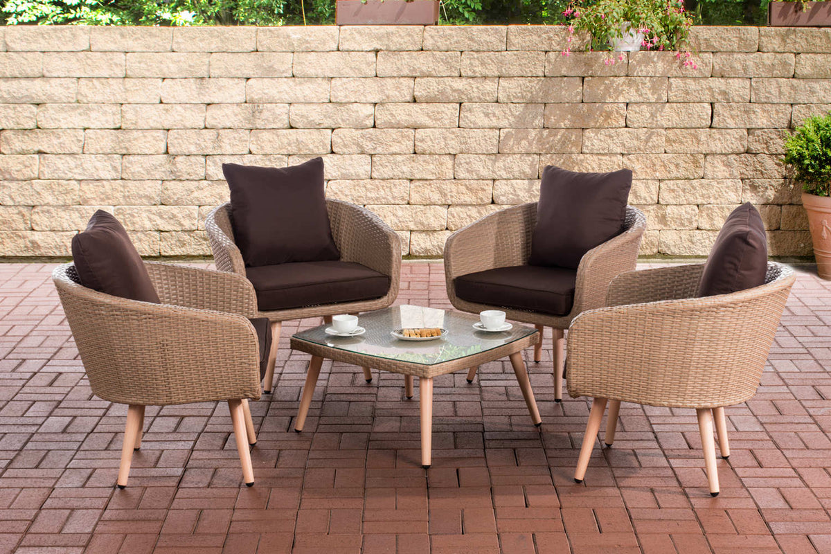 CLP Lounge-Set Ameland Flachrattan terrabraun 45 cm (Hellbraun)