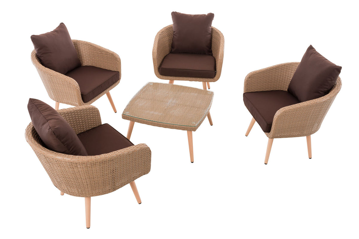 CLP Lounge-Set Ameland Flachrattan terrabraun 45 cm (Hellbraun) – Produktabbildung 2