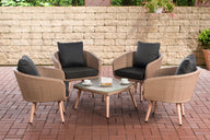 CLP Lounge-Set Ameland Flachrattan anthrazit 40 cm (Hellbraun)