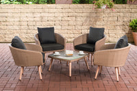 CLP Lounge-Set Ameland Flachrattan anthrazit 40 cm (Hellbraun)