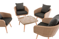 CLP Lounge-Set Ameland Flachrattan anthrazit 40 cm (Hellbraun) – Produktabbildung 3