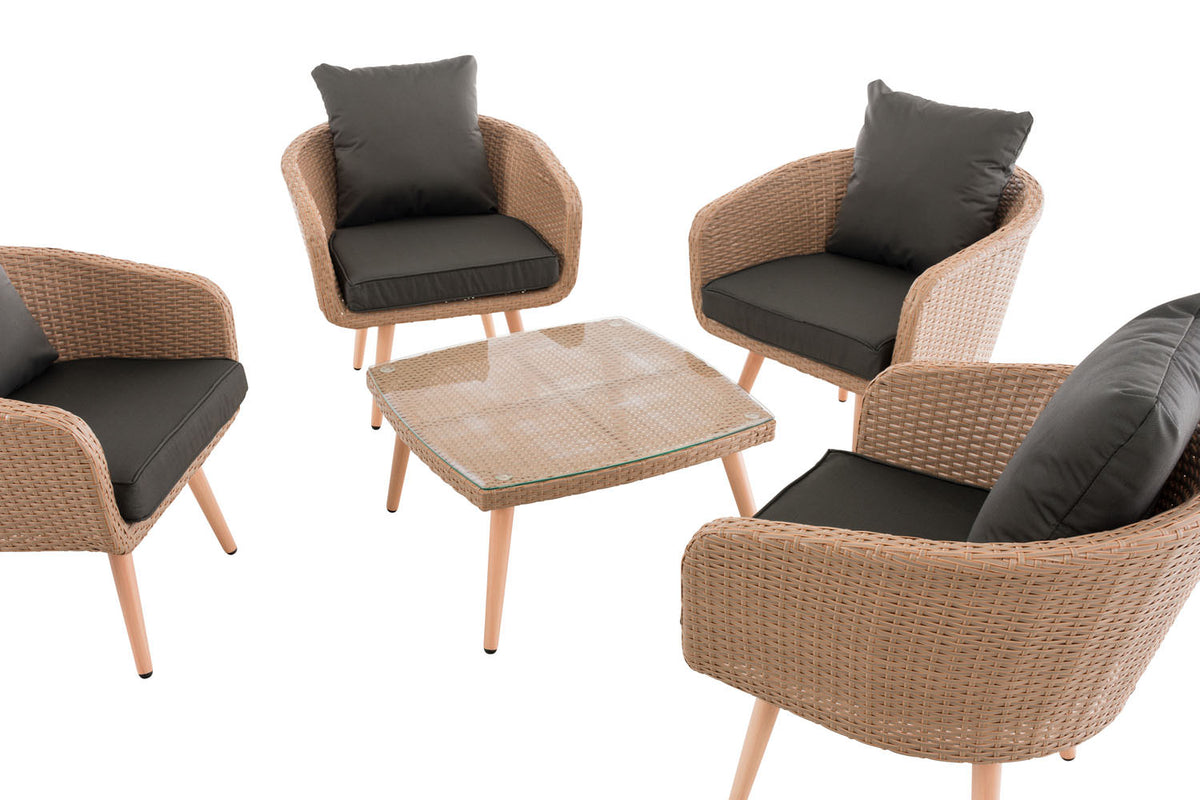 CLP Lounge-Set Ameland Flachrattan anthrazit 40 cm (Hellbraun) – Produktabbildung 3