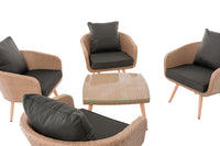 CLP Lounge-Set Ameland Flachrattan anthrazit 40 cm (Hellbraun) – Produktabbildung 4