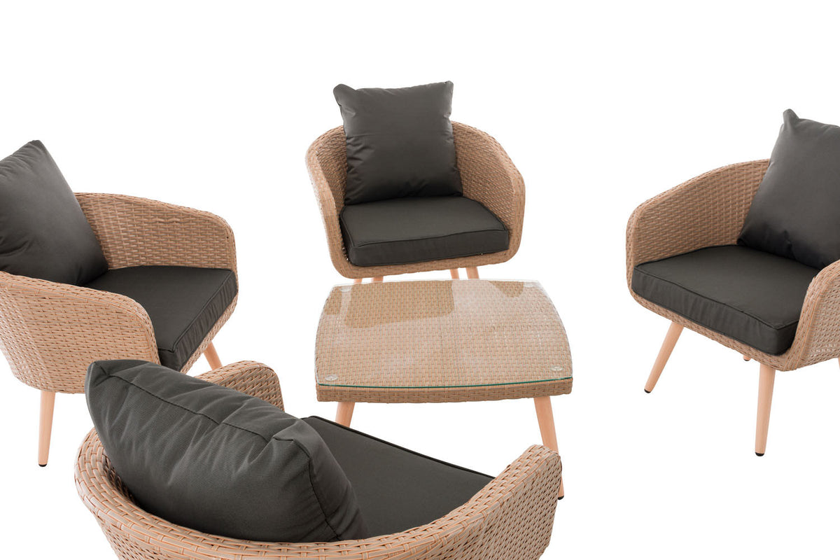 CLP Lounge-Set Ameland Flachrattan anthrazit 40 cm (Hellbraun) – Produktabbildung 4