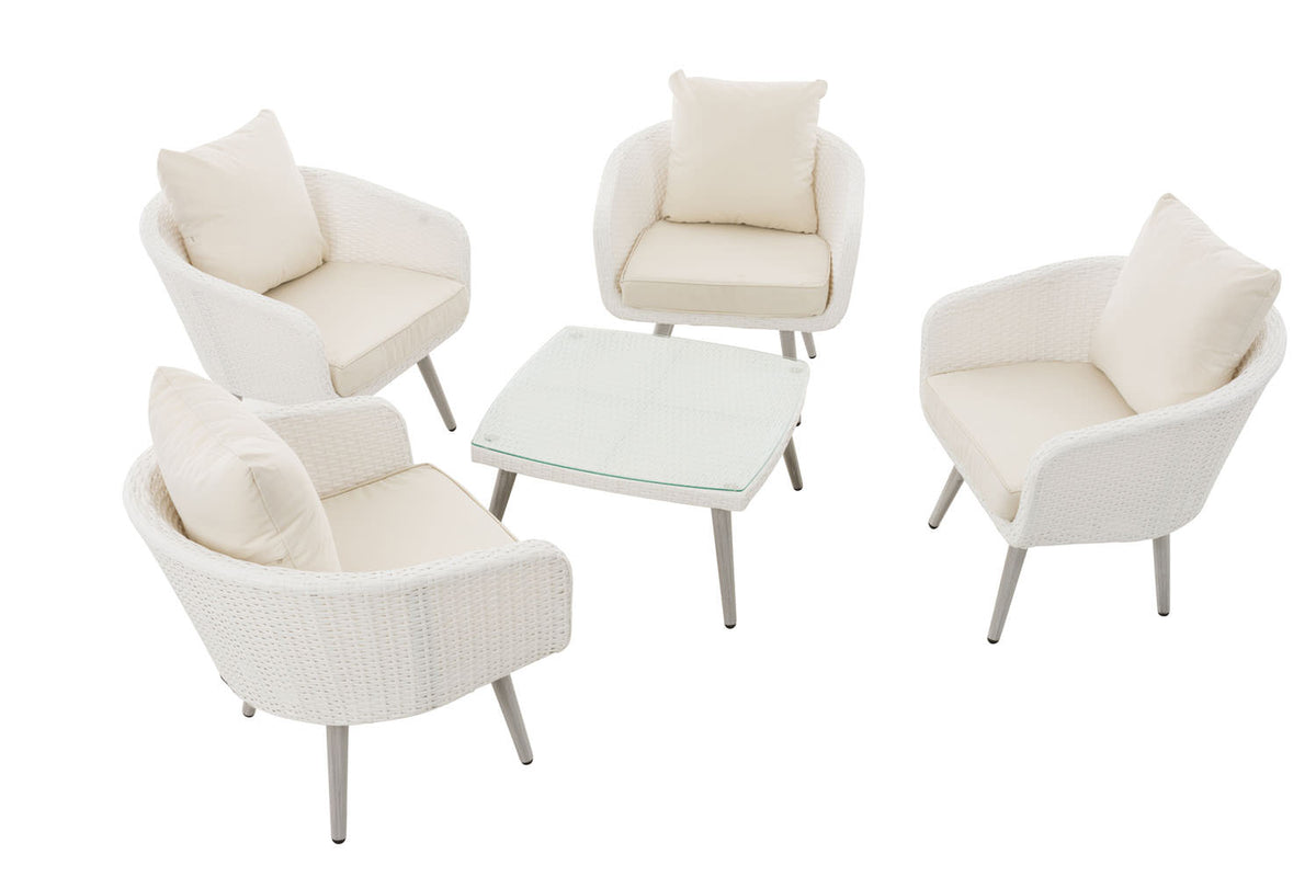 CLP Lounge-Set Ameland Flachrattan cremeweiß 40 cm (Hellgrau) – Produktabbildung 2
