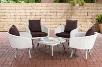 CLP Lounge-Set Ameland Flachrattan terrabraun 40 cm (Hellgrau)